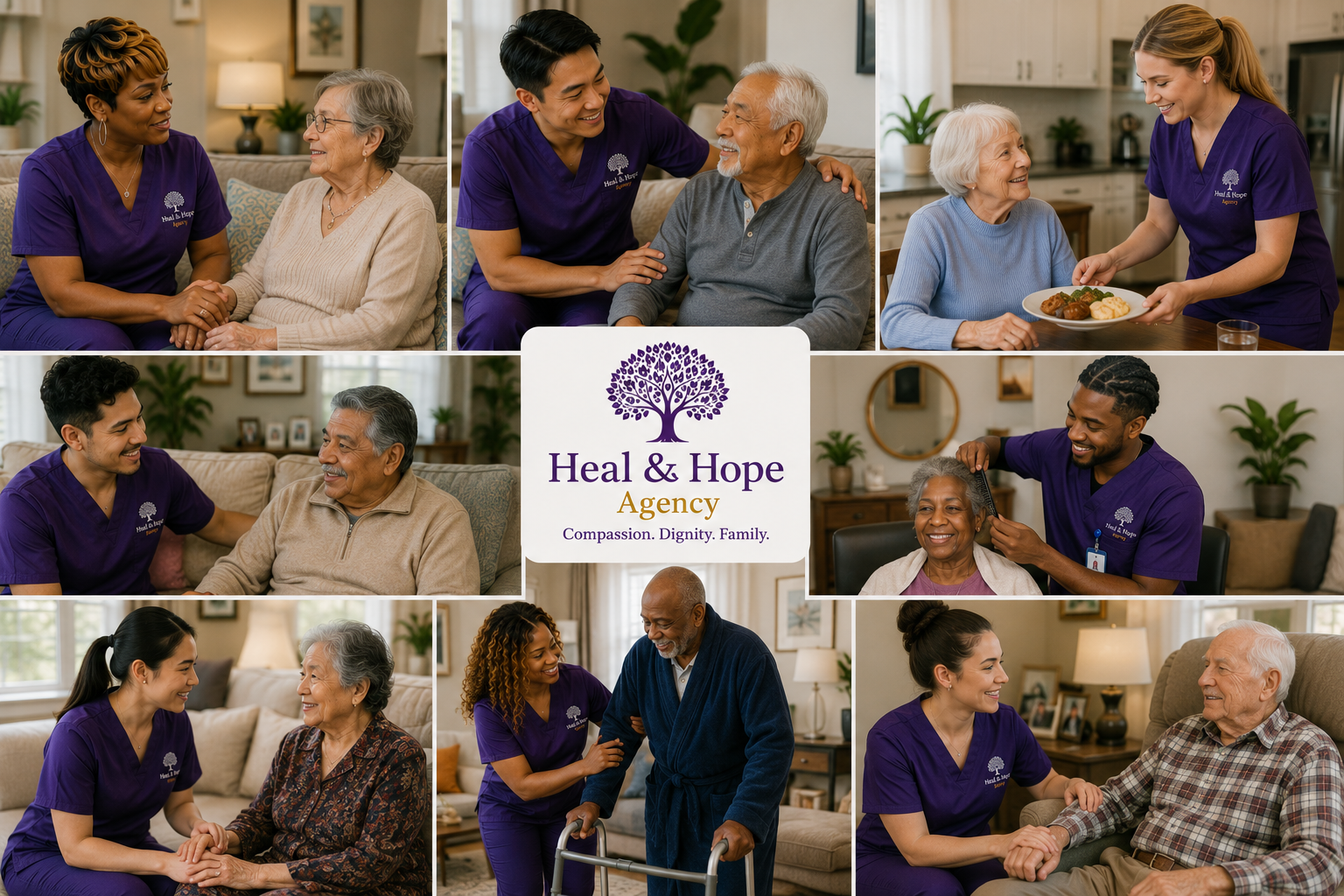 Heal & Hope Agency caregivers serving clients at home